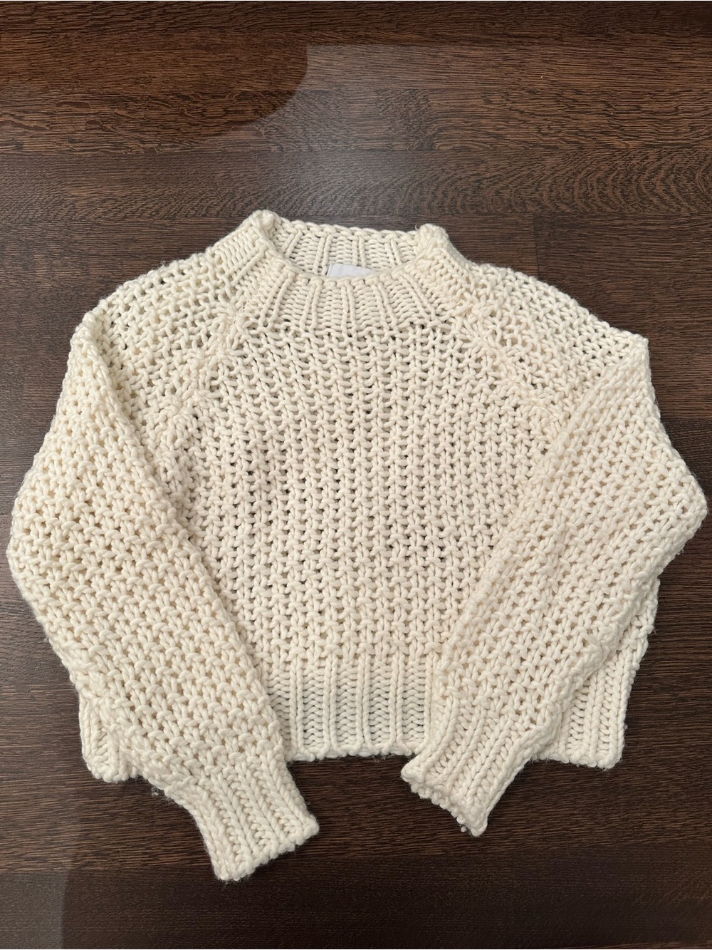 Simple Cream Chunky Crewneck Sweater